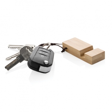 Logotrade promotional product picture of: Standkey bamboo keychain phone stand