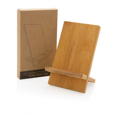 Logo trade promotional gifts image of: Bamboo phone stand in kraft box