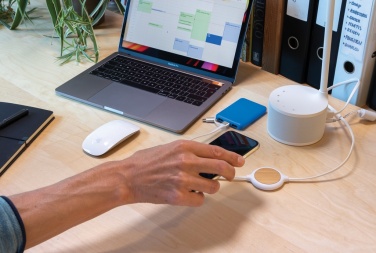 Logo trade promotional giveaways picture of: 3-in-1 cable with 5W bamboo wireless charger