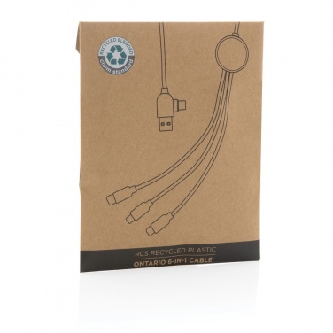 Logotrade business gift image of: RCS recycled plastic Ontario 6-in-1 cable