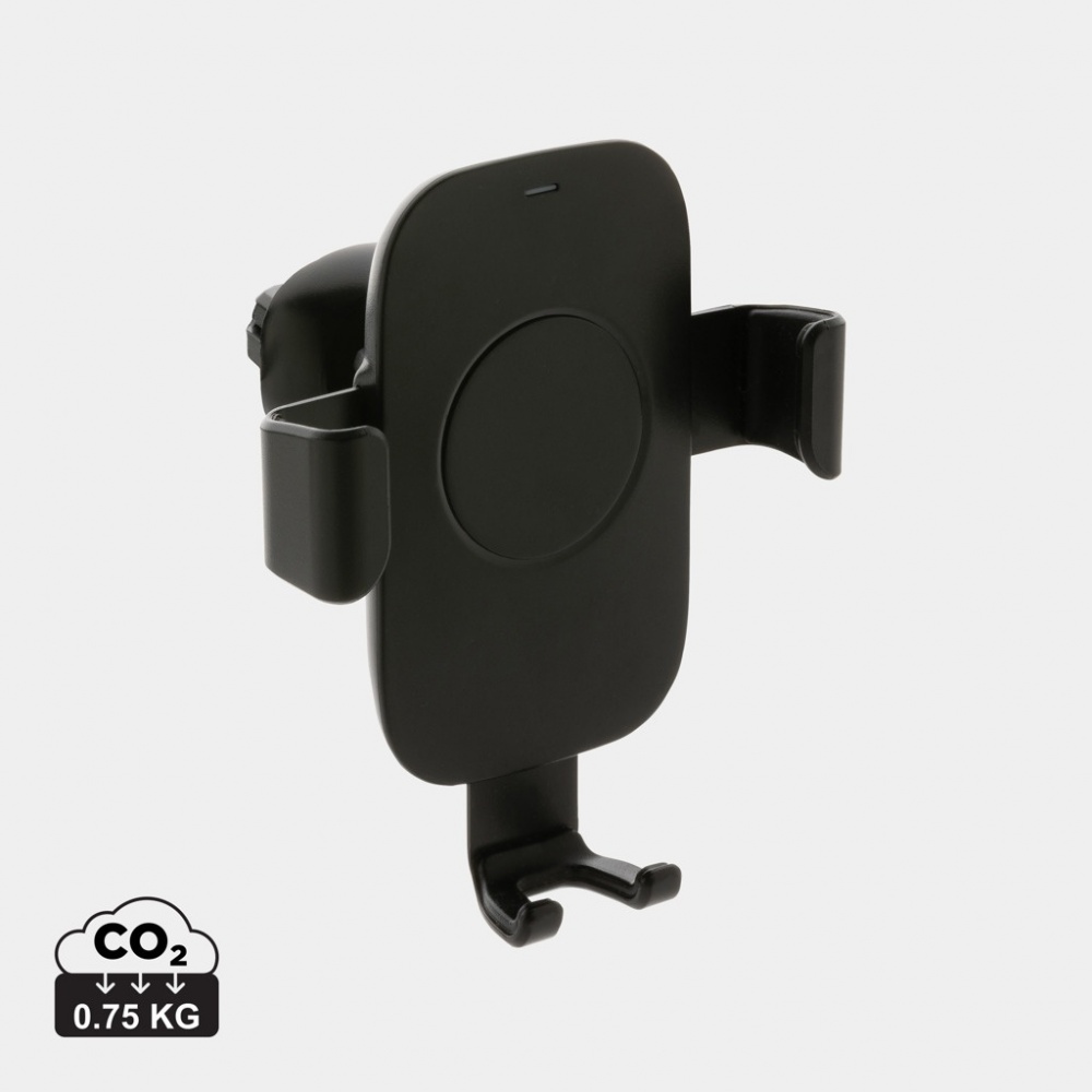 Logo trade promotional gifts picture of: RCS recycled plastic 10W wireless charging car holder