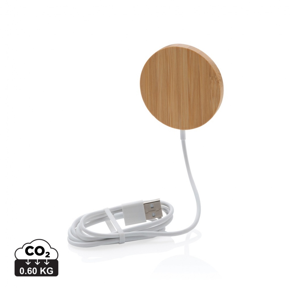 Logo trade business gift photo of: 10W bamboo magnetic wireless charger
