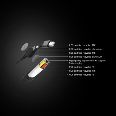 Logotrade promotional gift image of: Oakland RCS recycled plastic 6-in-1 fast charging 45W cable