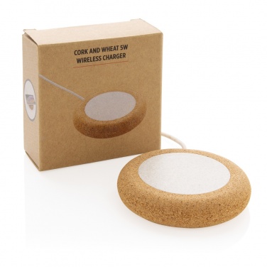 Logo trade promotional giveaways image of: Cork and Wheat 5W wireless charger