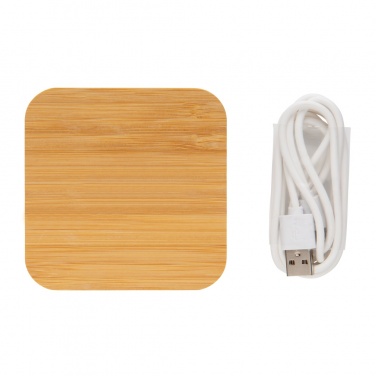 Logo trade promotional giveaway photo of: Bamboo 5W wireless charger with USB