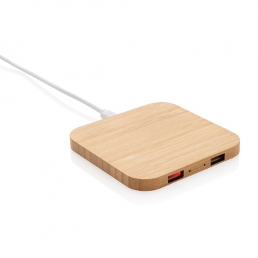 Logotrade promotional giveaway image of: Bamboo 5W wireless charger with USB