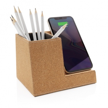Logotrade advertising products photo of: Cork pen holder and 5W wireless charger