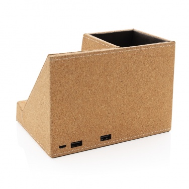 Logotrade advertising product picture of: Cork pen holder and 5W wireless charger