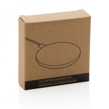 Logotrade promotional gift picture of: Bamboo 5W round wireless charger