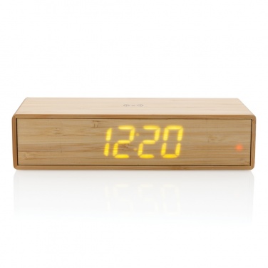 Logo trade promotional gifts picture of: Bamboo alarm clock with 5W wireless charger