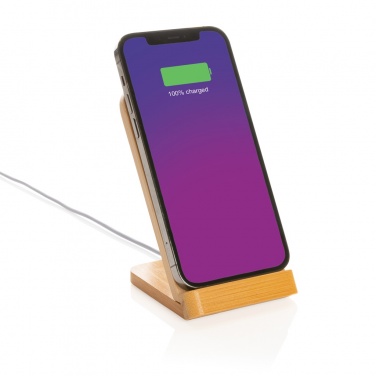 Logotrade promotional products photo of: Bamboo 5W wireless charging stand