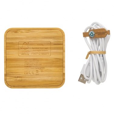 Logotrade promotional merchandise photo of: Bamboo 10W wireless charger with USB