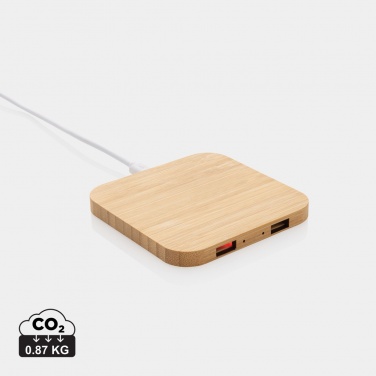 Logotrade promotional product picture of: Bamboo 10W wireless charger with USB