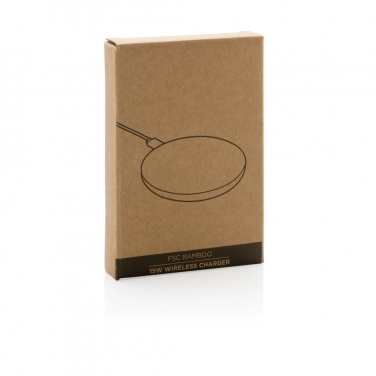 Logo trade corporate gifts picture of: Bamboo 15W wireless charger