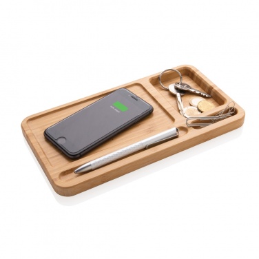 Logo trade advertising product photo of: Bamboo desk organiser 10W wireless charger