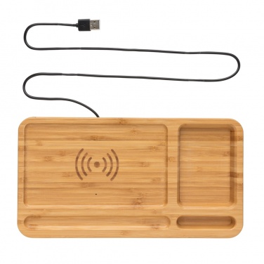 Logotrade advertising product image of: Bamboo desk organiser 10W wireless charger