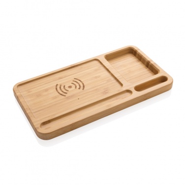 Logotrade promotional items photo of: Bamboo desk organiser 10W wireless charger