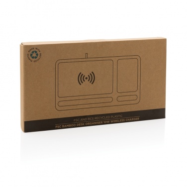 Logo trade promotional products image of: Bamboo desk organiser 10W wireless charger