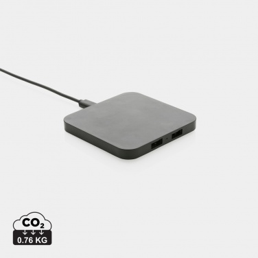 Logo trade business gifts image of: RCS recycled plastic 10W Wireless charger with USB Ports
