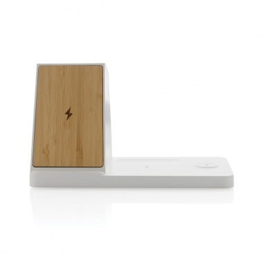 Logotrade promotional giveaways photo of: Ontario recycled plastic & bamboo 3-in-1 wireless charger