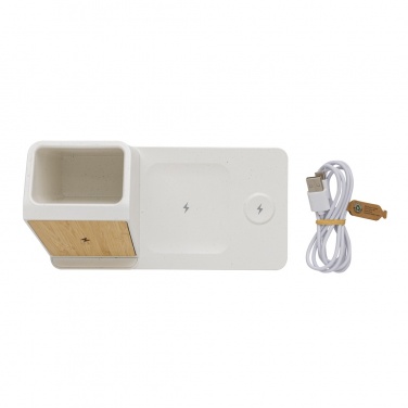 Logotrade promotional giveaways photo of: Ontario recycled plastic & bamboo 3-in-1 wireless charger