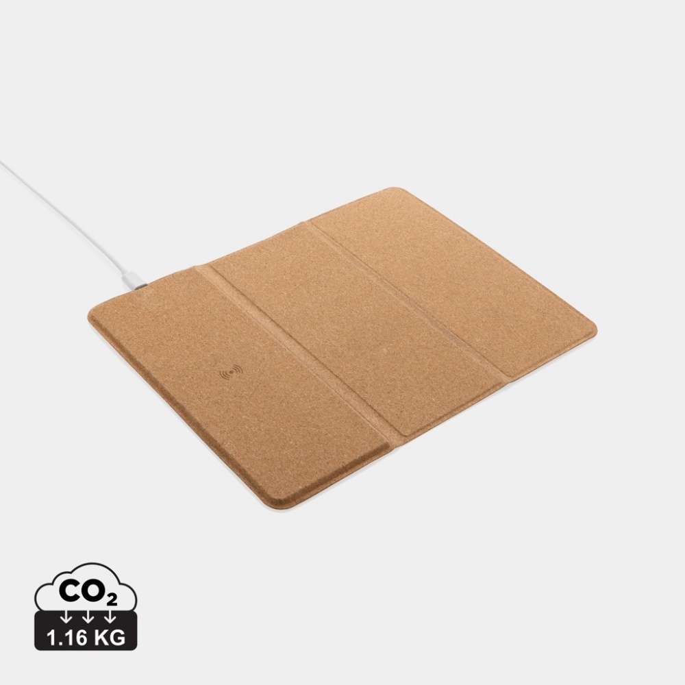 Logotrade promotional merchandise picture of: 10W wireless charging cork mousepad and stand