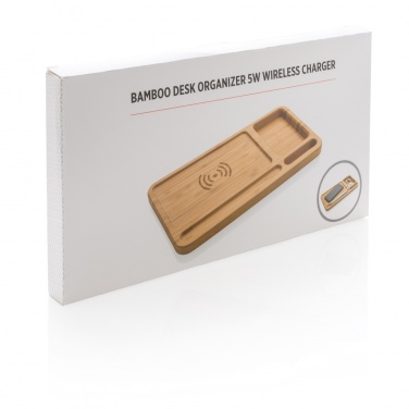 Logo trade promotional giveaway photo of: Bamboo desk organiser 5W wireless charger
