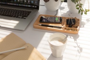 Logotrade business gift image of: Bamboo desk organiser 5W wireless charger