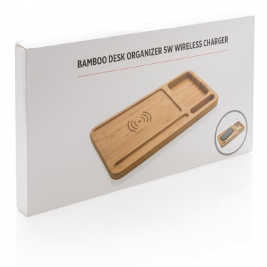 Logotrade promotional merchandise image of: Bamboo desk organiser 5W wireless charger
