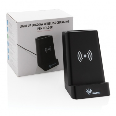 Logotrade promotional product picture of: Light up logo 5W wireless charging pen holder