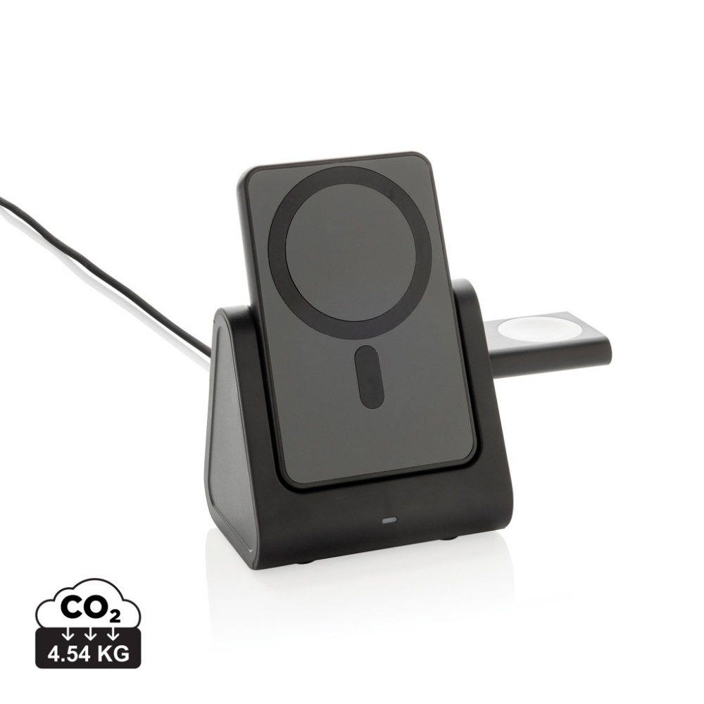 Logo trade promotional products image of: Powerbase RCS recycled plastic 3 in 1 charger with powerbank