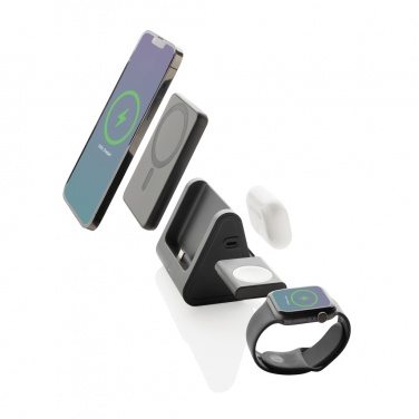 Logo trade promotional merchandise picture of: Powerbase RCS recycled plastic 3 in 1 charger with powerbank