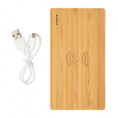 Logotrade promotional gift picture of: Bamboo 4.000 mAh wireless 5W Powerbank