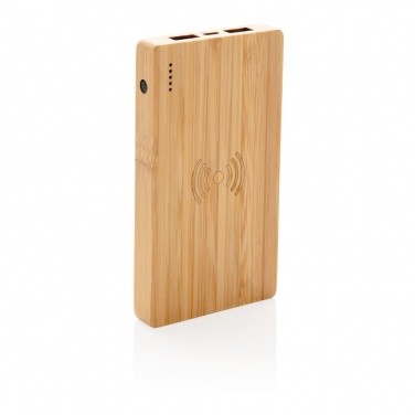Logo trade promotional items picture of: Bamboo 4.000 mAh wireless 5W Powerbank