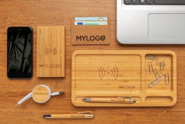 Logotrade advertising product picture of: Bamboo 4.000 mAh wireless 5W Powerbank