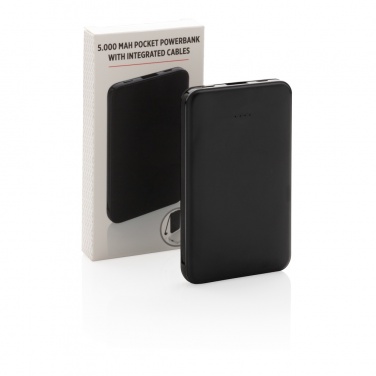 Logotrade promotional giveaway image of: 5.000 mAh Pocket Powerbank with integrated cables