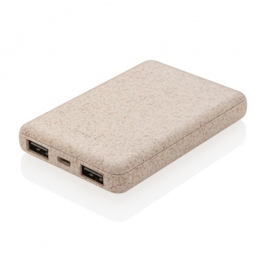 Logo trade promotional giveaways image of: Wheat Straw 5.000 mAh Pocket Powerbank