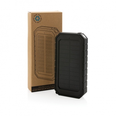 Logo trade promotional items image of: RCS recycled plastic Solar powerbank with 10W Wireless