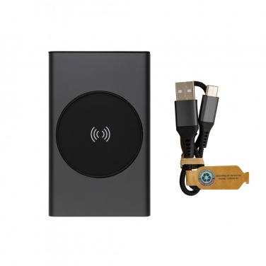 Logo trade promotional merchandise picture of: Terra RCS recycled aluminium 5000 mAh powerbank 5W wireless