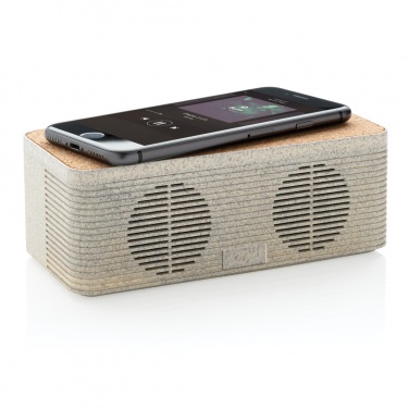 Logo trade corporate gifts image of: Wheatstraw wireless charging speaker