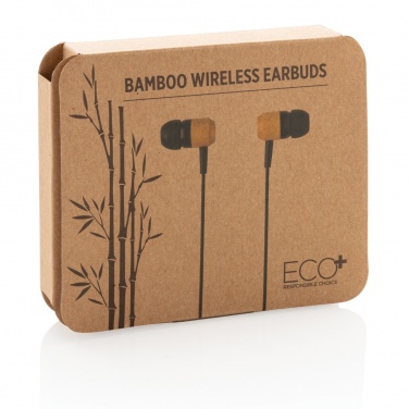 Logotrade promotional item image of: Bamboo wireless earbuds