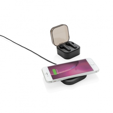 Logo trade business gifts image of: TWS earbuds in wireless charging case