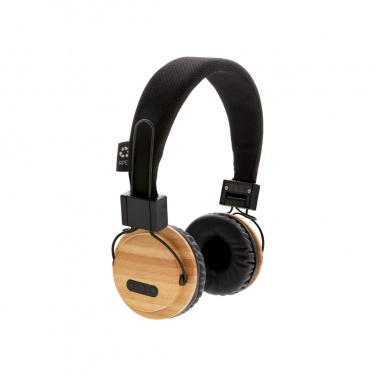Logo trade promotional products image of: Bamboo wireless headphone