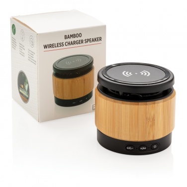 Logotrade business gifts photo of: Bamboo wireless charger speaker