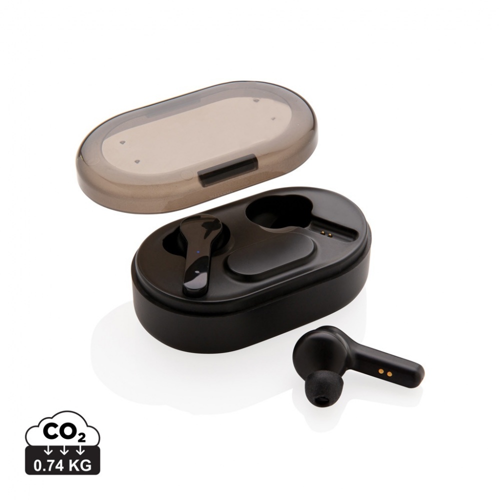 Logo trade promotional giveaway photo of: Light up logo TWS earbuds in charging case