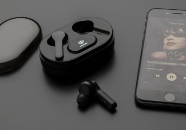 Logo trade promotional items image of: Light up logo TWS earbuds in charging case