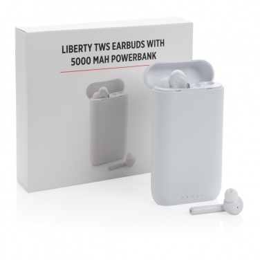 Logo trade promotional gifts image of: Liberty TWS earbuds with 5.000 mAh powerbank