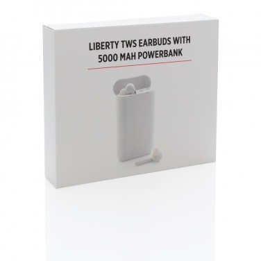 Logo trade promotional gifts image of: Liberty TWS earbuds with 5.000 mAh powerbank
