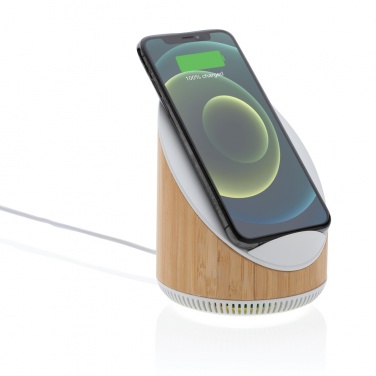 Logotrade promotional merchandise photo of: Ovate bamboo 5W speaker with 15W wireless charger