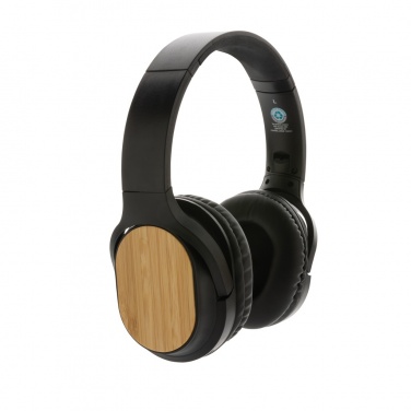 Logo trade promotional gifts image of: RCS and bamboo Elite Foldable wireless headphone